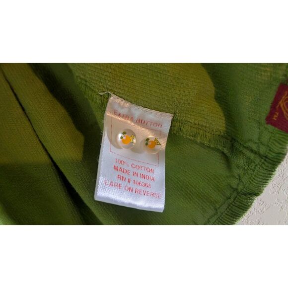 Lemon Girls Green Corduroy Jacket Size 3T  Ruffled Trim, Button Front100% Cotton - Picture 4 of 5